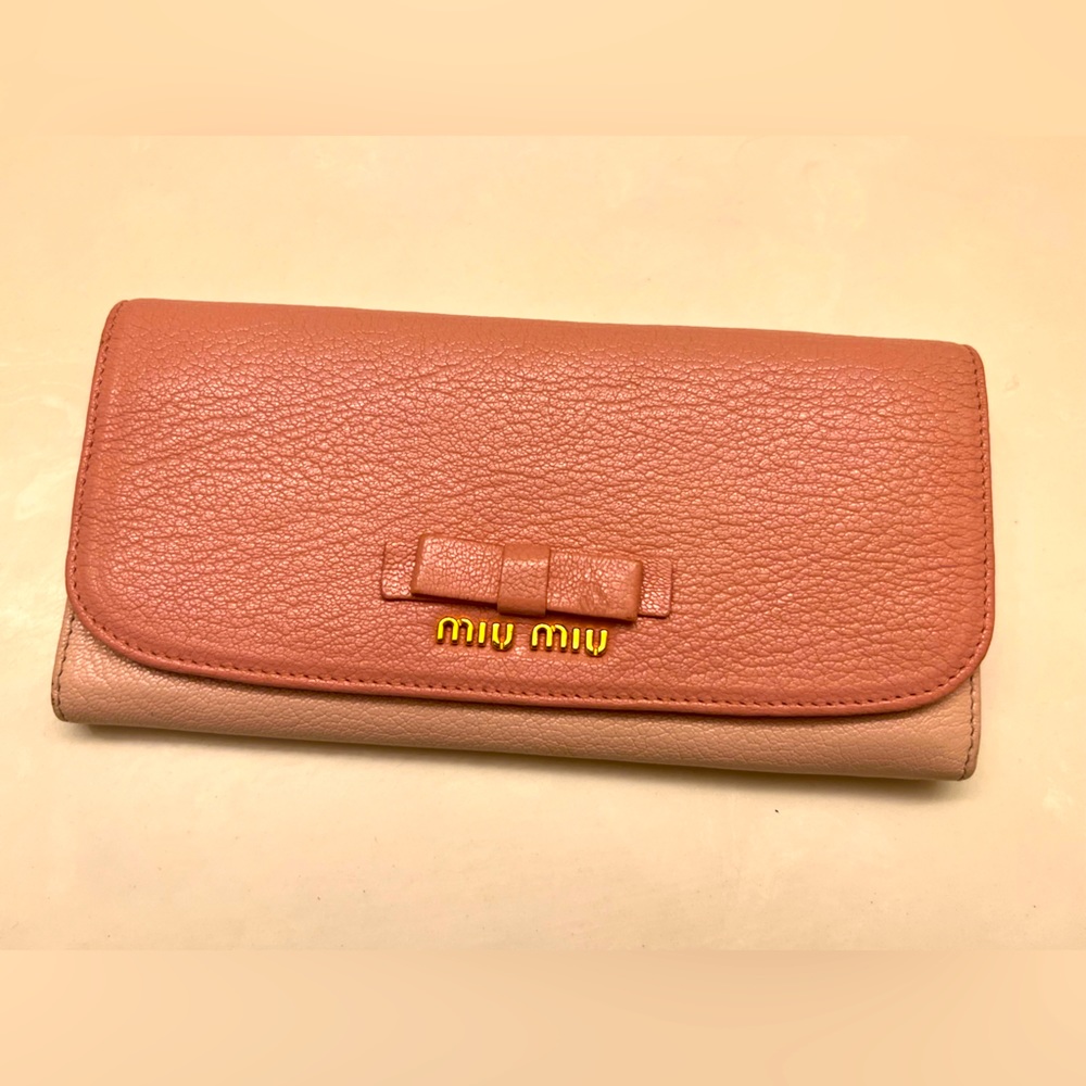 🖤MIU MIU Bicolor Madras Leather Bifold Long Wallet
